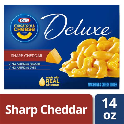 Kraft Deluxe Sharp Cheddar Macaroni And Cheese Dinner 14 Oz Box