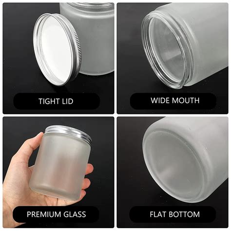 Pack Oz Frosted Glass Jars With Silver Lids Ml Empty Candle