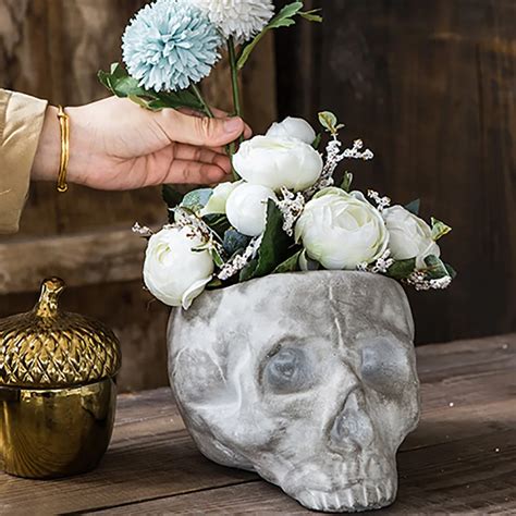 Silicone Big Skull Planter Mold 3D Geometry Flower Pot Concrete Mould