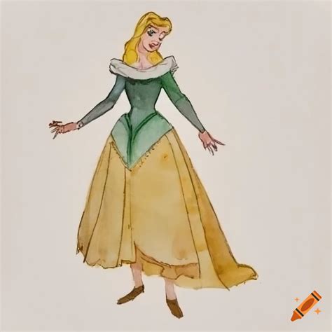 Sleeping Beauty Aurora Disney Concept Art Costume Design Sketch