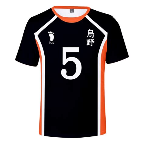 Hot Haikyuu Cosplay Costume Karasuno High School T Shirt Short Sleeve