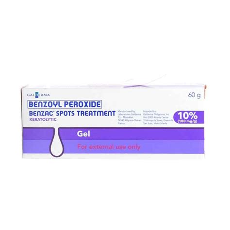 Benzac Benzoyl Peroxide Spots Treatment Gel 10 100mgg 60g Shopee