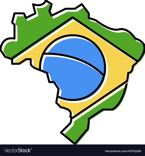 Brazil country map flag color icon Royalty Free Vector Image