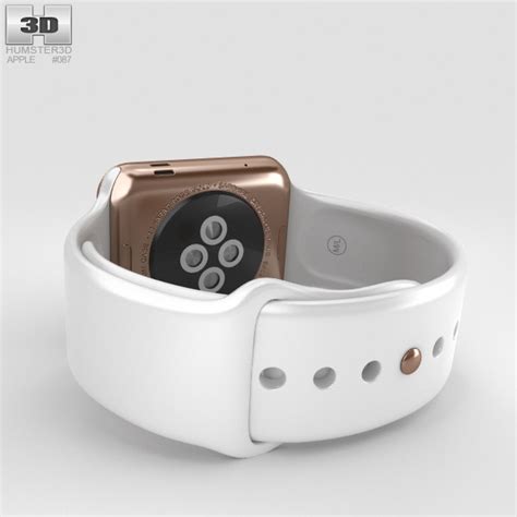 Apple Watch Edition 42mm Rose Gold Case White Sport Band 3d Model Download Smart Watch On