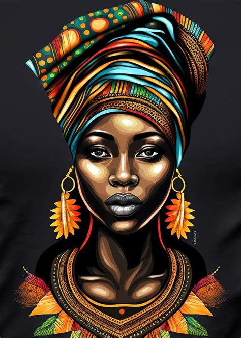 Beautiful African Woman Poster Print By Dorthytoy Printed On Metal