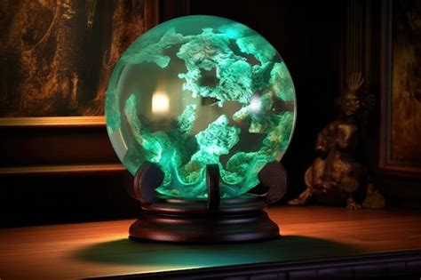 Premium Ai Image Bioluminescent Algaefilled Glass Orb Display Created With Generative Ai