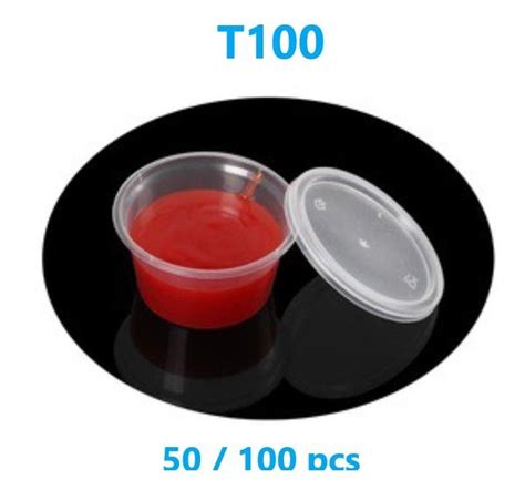 THS T100 1oz PP Round Container With Lid Disposable Plastic PP