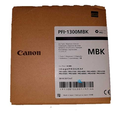 Tinta Canon PFI 1300MBK Negro Mate Pro 2000 Original G Limagars Peru