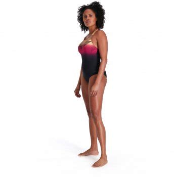 Speedo Placement Digital Medalist Badeanzug Damen Black Magenta