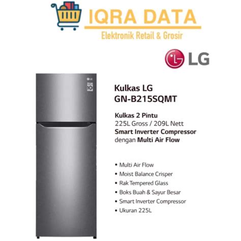 Jual Kulkas Lg 2 Pintu Smart Inverter Gn B215sqmt Garansi Resmi