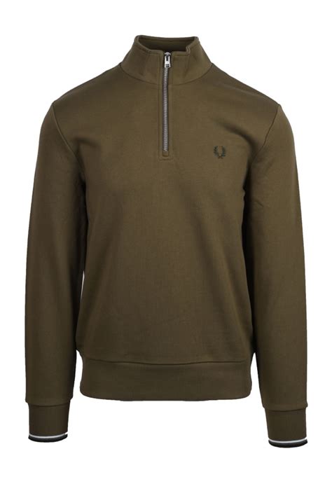 Fred Perry Half Zip Sweatshirt Uniform Green M3574