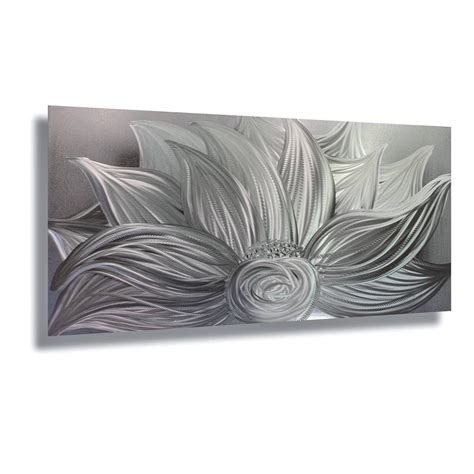 Metal Wall Art, Modern Art, Silver Lotus Flower Art Wall Sculpture ...