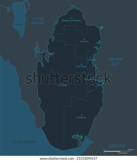 Qatar Map High Detailed Map Qatar Stock Vector (Royalty Free) 2101809637 | Shutterstock