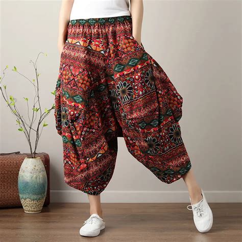 Chinese Style Lady Loose Trousers 2018 New Summer Women Cotton And