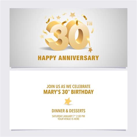 Premium Vector 30 Years Anniversary Invitation Template Design With