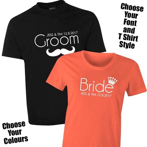 Personalised Bride And Groom T Shirt Set Personalized Bride Wedding