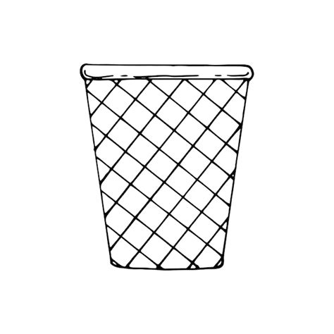 Premium Vector Office Trash Can Sketch Garbage Dump Waste Bucket Line