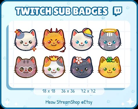 Twitch Sub Bit Badges X Cute Cat Badges Kawaii Neko Etsy