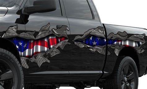 US Flag Full Color Car Vinyl Design Ripped Metal Car Decal Car Vinyl