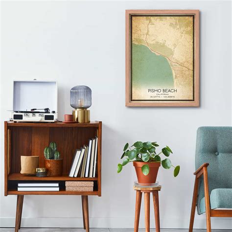 Vintage Pismo Beach California Map Poster Modern Home Decor Wall Art