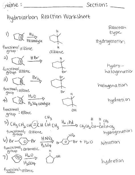 Solution Hydrocarbon Reactions Worksheet Answers Studypool