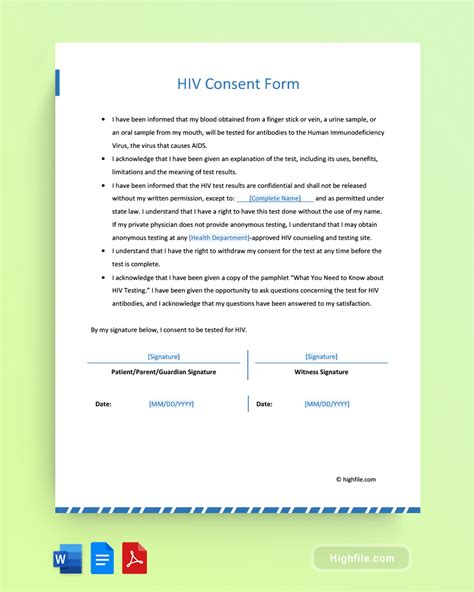 Hiv Consent Form Highfile