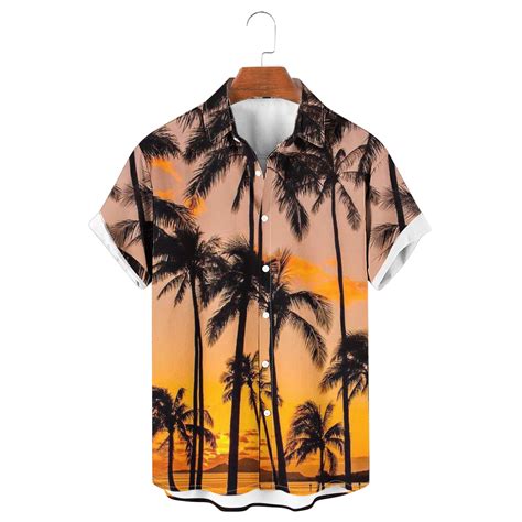 Waenqinla Mens Hawaiian Shirts Summer Tropical Palm Tree Graphic Beach