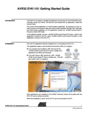 Fillable Online Avr Evk Getting Started Guide Atmel Corporation