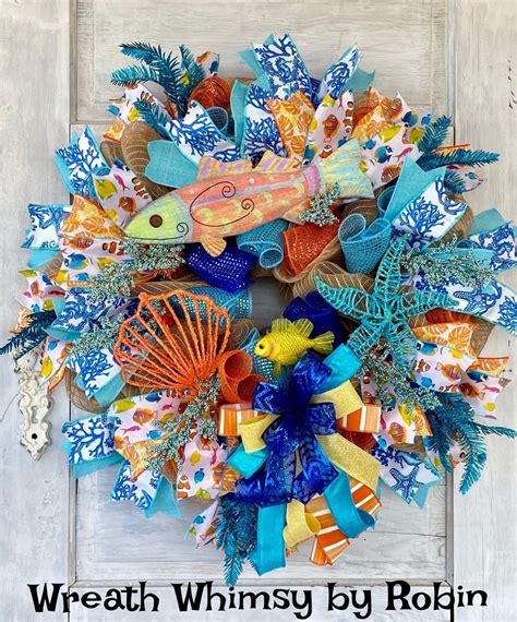 Tropical Fish Wreath Sea Life Wreath Coastal Wreath Beach Etsy Sea