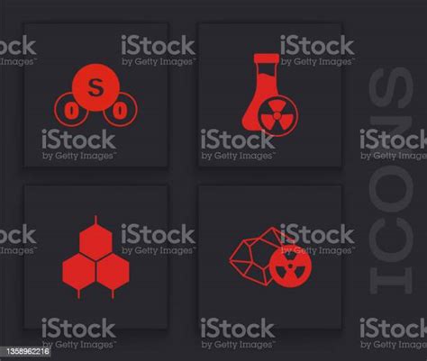 Set Radioactive Sulfur Dioxide So2 Test Tube With Toxic Liquid And