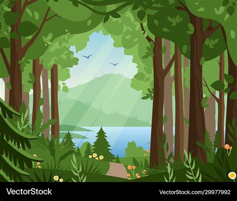 Forest Landscape Flat Royalty Free Vector Image