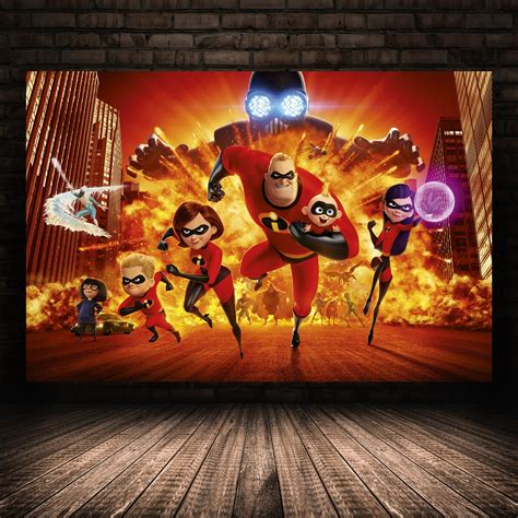 The Incredibles Movie Poster Animated Wall Art Unique Home - Etsy