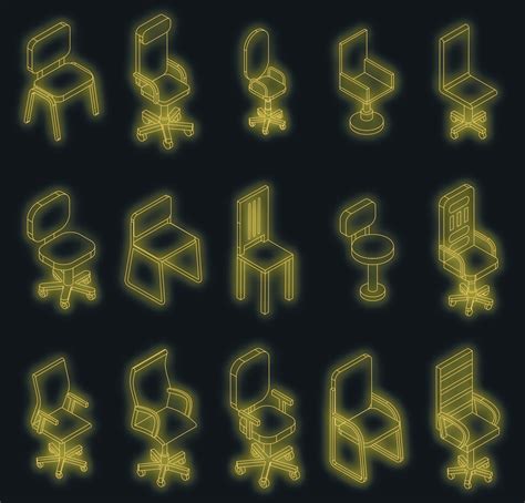 Desk chair icons set vector neon 12321705 Vector Art at Vecteezy