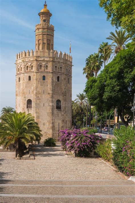 Golden Tower Or Torre Del Oro Along The Guadalquivir River Seville