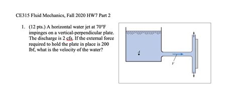 Solved Ce Fluid Mechanics Fall Hw Part Chegg