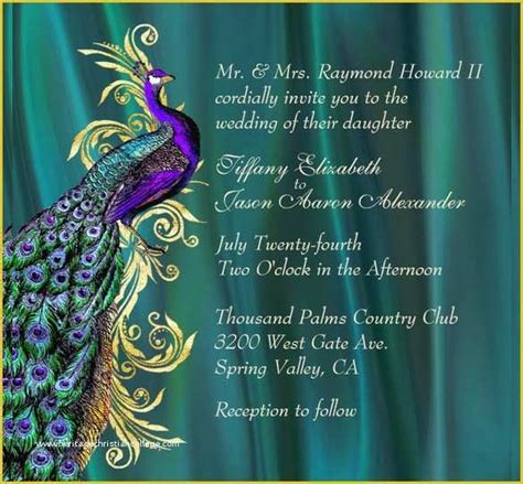 Free Printable Peacock Wedding Invitation Templates Printable Templates