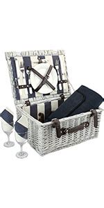 Amazon Wicker Picnic Basket With Cooler Wooden Split Lid Picnic