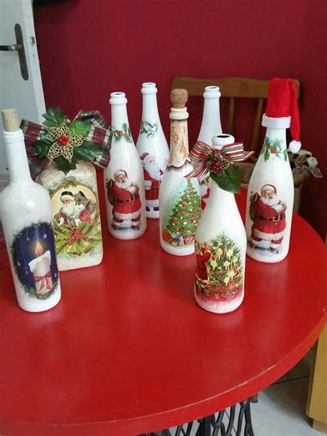 Pin De Sonia Aguiar En Vidros E Garrafas Decoración De Botellas Navideñas Decoración De