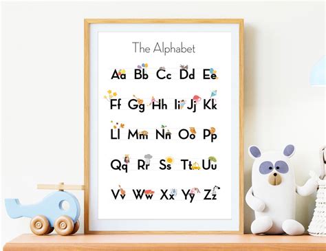 Illustrated Printable Alphabet Chart, Alphabet Poster, Alphabet ...