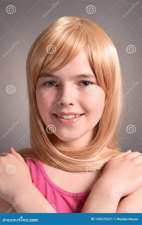 Portrait Of Blonde Girl Posing In Studio Stock Image Image Of