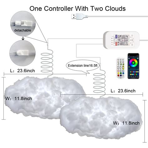 Zokon Pcs D Big Cloud Lightning Light Kit Music Sync Warm Multicolor