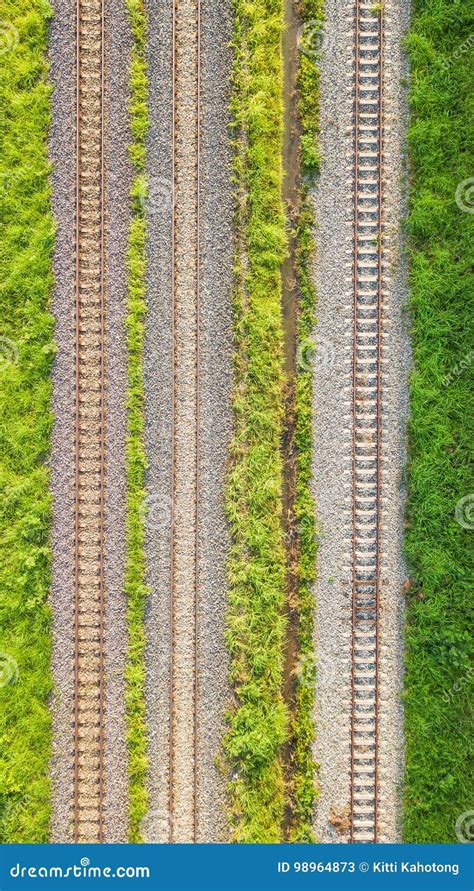 An Aerial View of Railroad Tracks Stock Image - Image of background ...