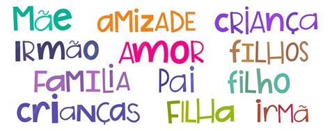 Palavras Da Familia - Palavras de família com letras infantis coloridas irregulares em ...