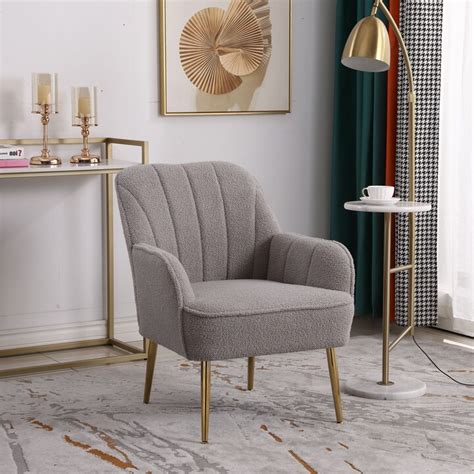 RASOO Modern Home Elegance Elegant Teddy Fabric Accent Chair With Gold