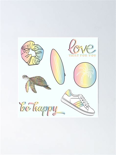 Pastel Rainbow Summer Beach Fun Sticker Pack Poster By The Goods