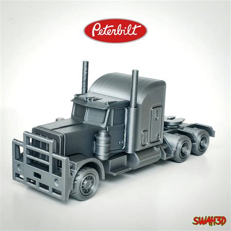 stl file truck peterbilt semi trailer tractor  printing model