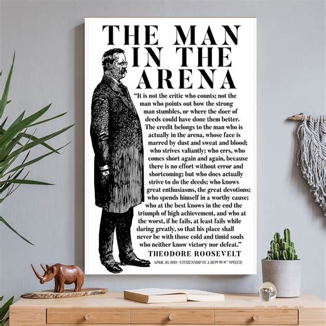 Theodore Roosevelt Speech The Man In The Arena Poster Etsy