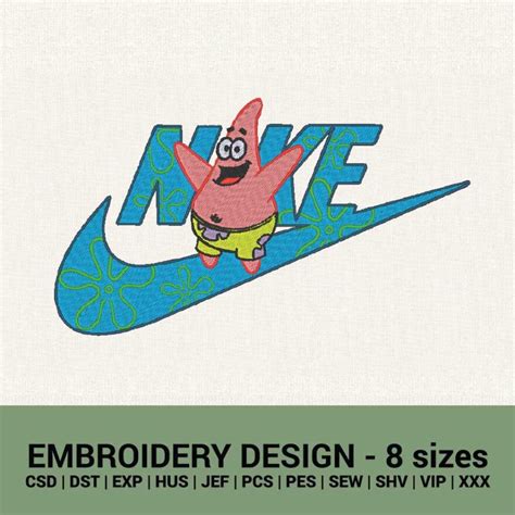 Nike Logo Patrick Star SpongeBob Machine Embroidery Design