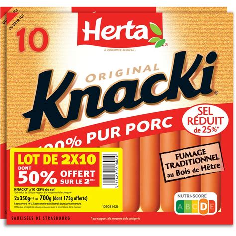 Herta Knacki Saucisse Pure Porc X Pi Ces G Pas Cher Auchan Fr