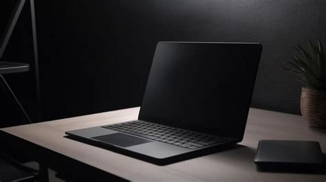 Premium AI Image | Black Laptop on desk in office Black Screen Laptop ...